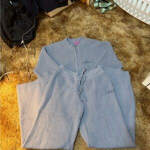 Blue Ribbed Knit Set from Edikted! Size Small